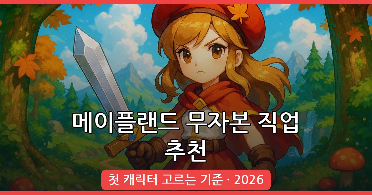 2026년 메이플랜드 무자본 직업 추천: 첫 캐릭터 선택 완벽 가이드
