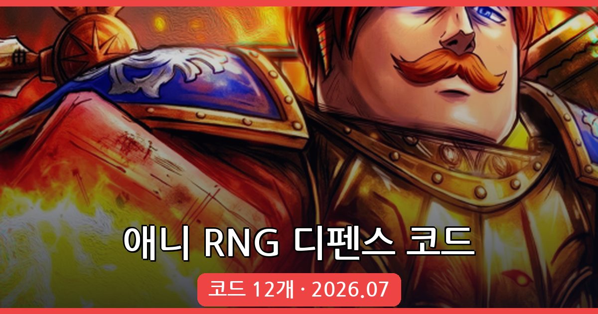 애니 RNG 디펜스 2026년 7월 최신 코드 완벽 정리
