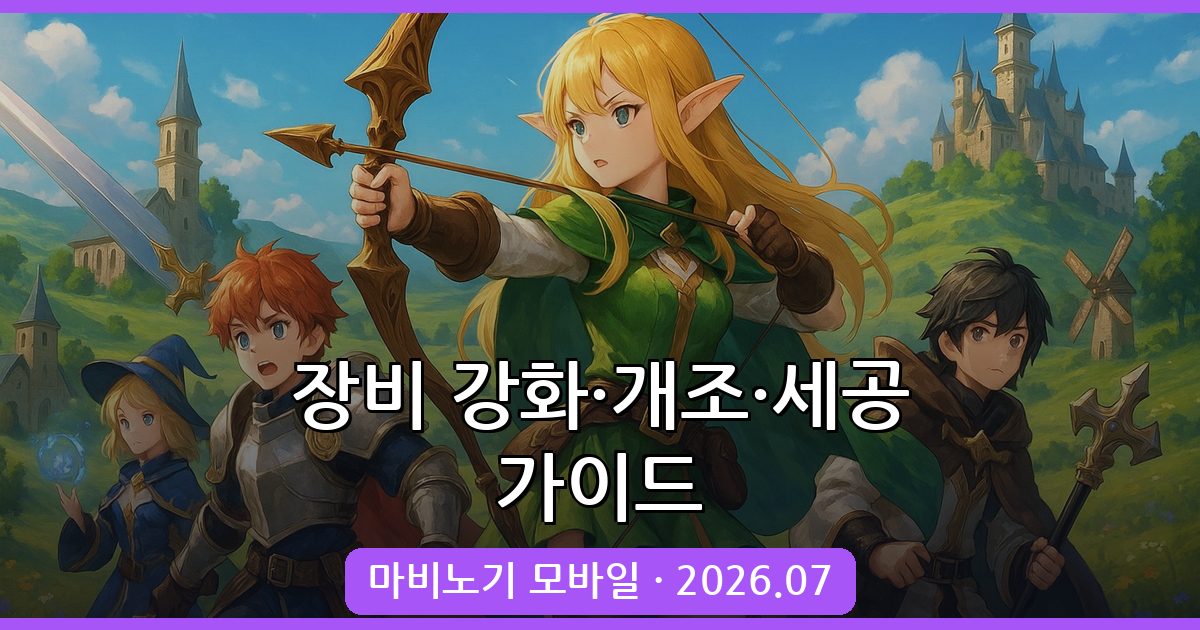 마비노기 모바일 장비 강화·개조와 세공 완벽 가이드 (2026년 7월)