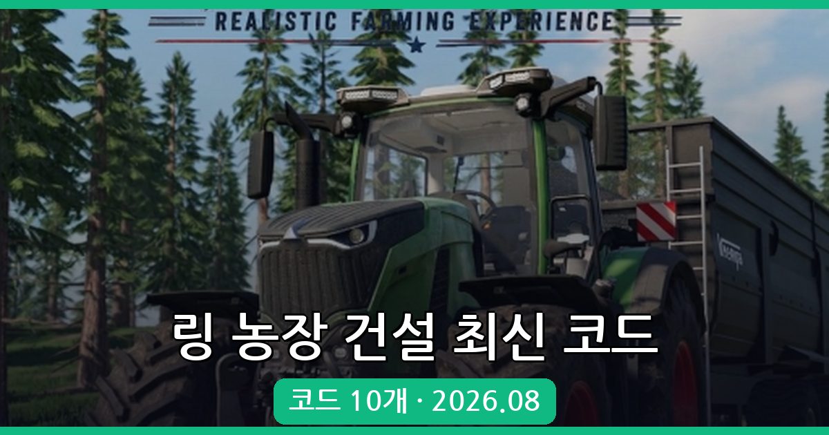 링 농장 건설 최신 코드 모음 및 가이드 (2026년 8월)