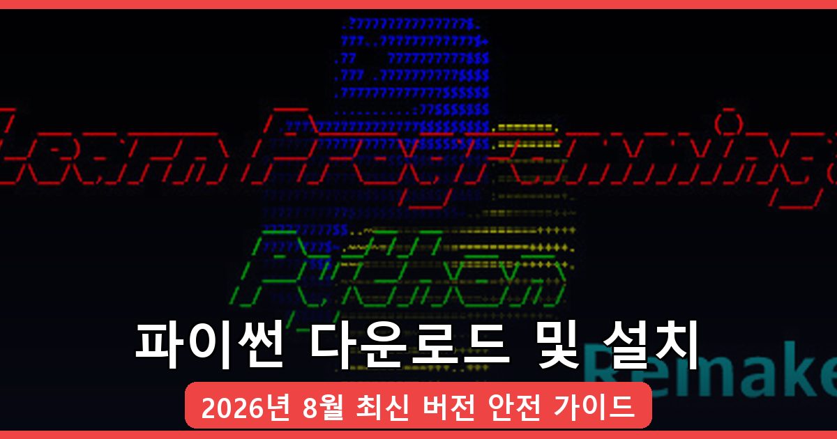 파이썬 다운로드 및 설치 완벽 가이드 2026년 8월