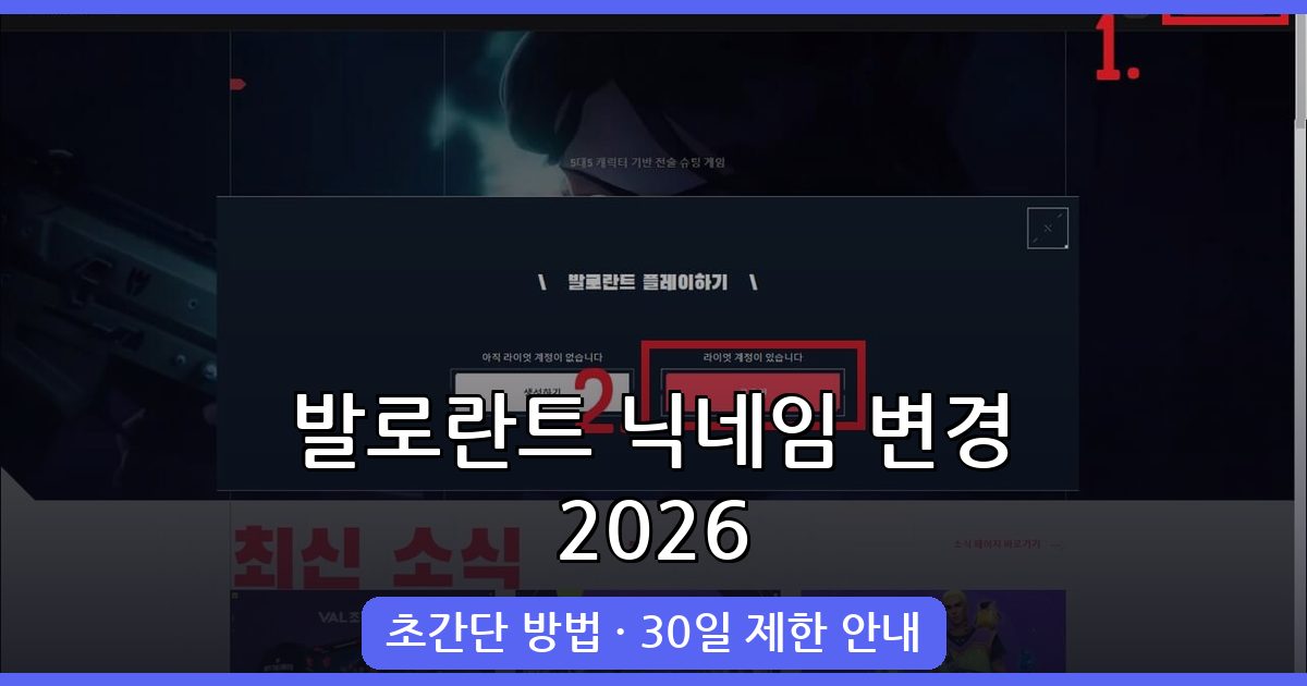 2026년 8월 발로란트 닉네임 변경 완벽 가이드 총정리