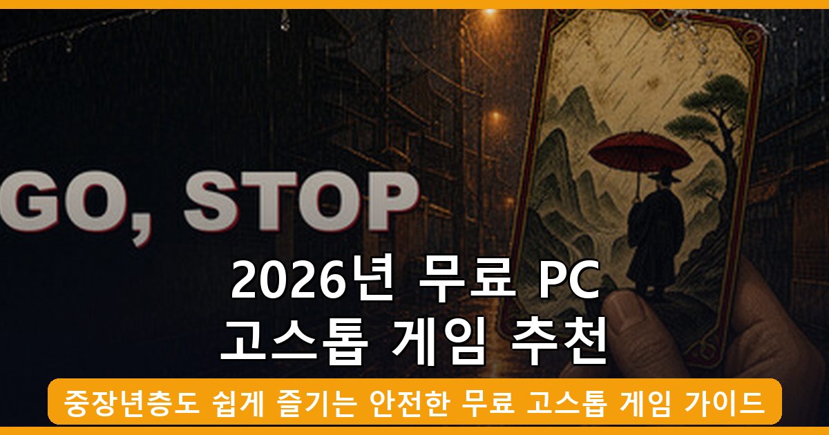 2026년 PC 무료 고스톱 게임 추천 가이드 - 중장년층도 쉽게 즐기는 방법