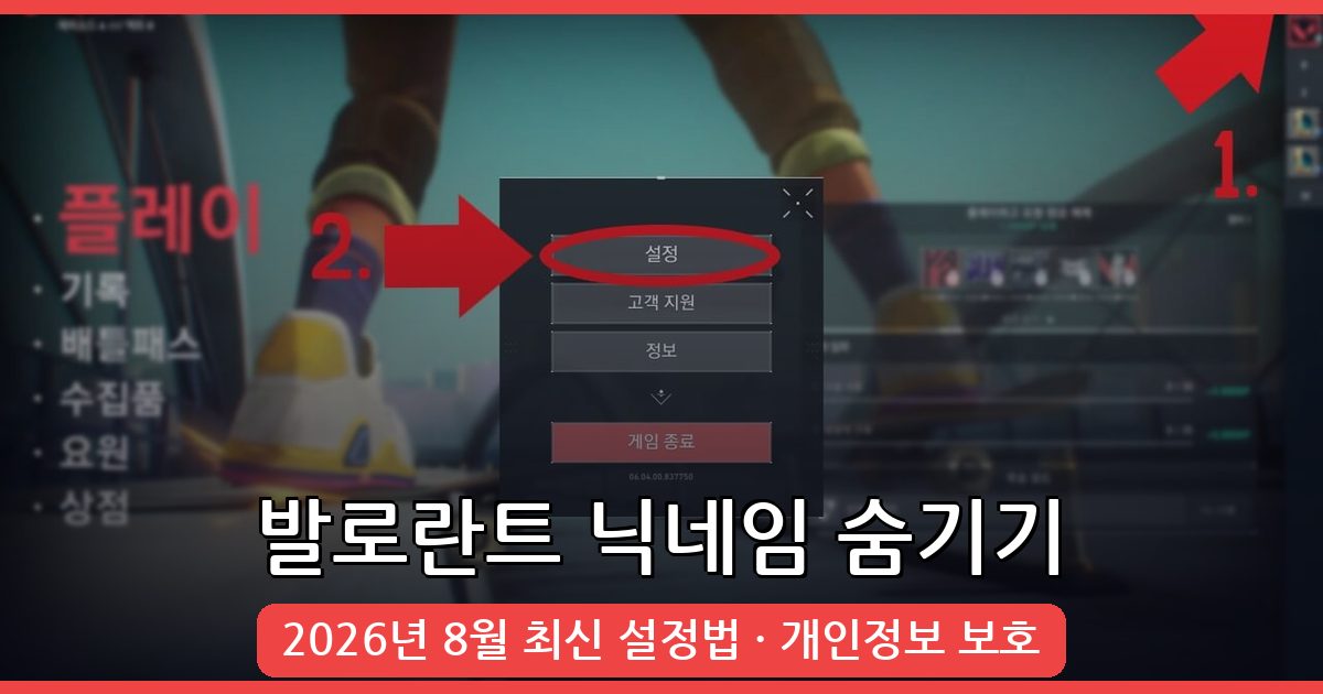 2026년 8월 최신 발로란트 닉네임 가리기 설정 완벽 가이드