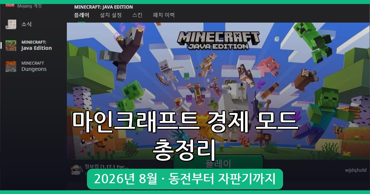 마인크래프트 1.18.2 • 1.19.2 경제 모드 완벽 가이드 2026년 8월 최신