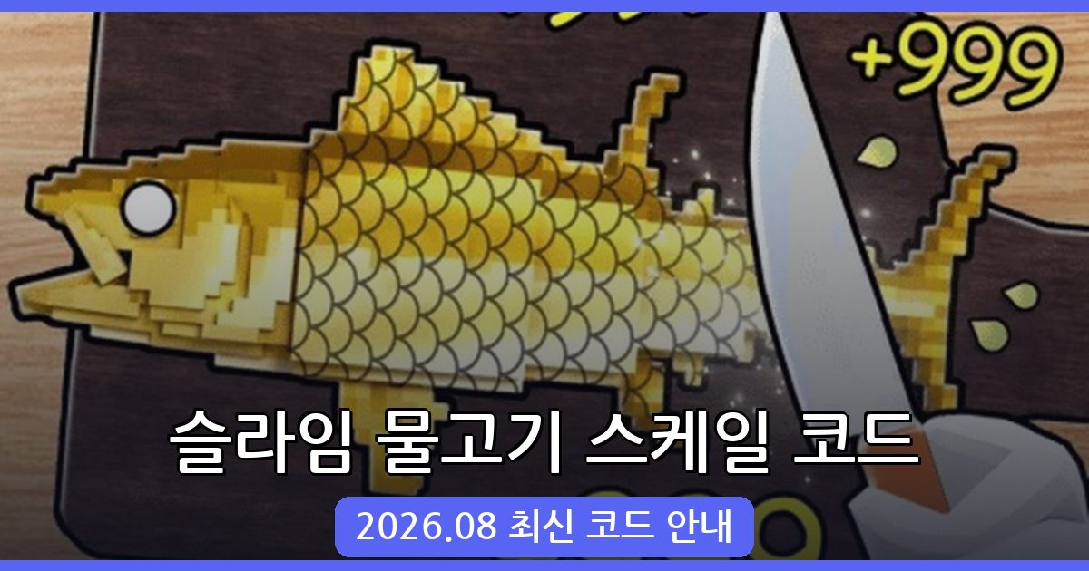슬라임 물고기 스케일 코드 2026년 8월 완벽 정리