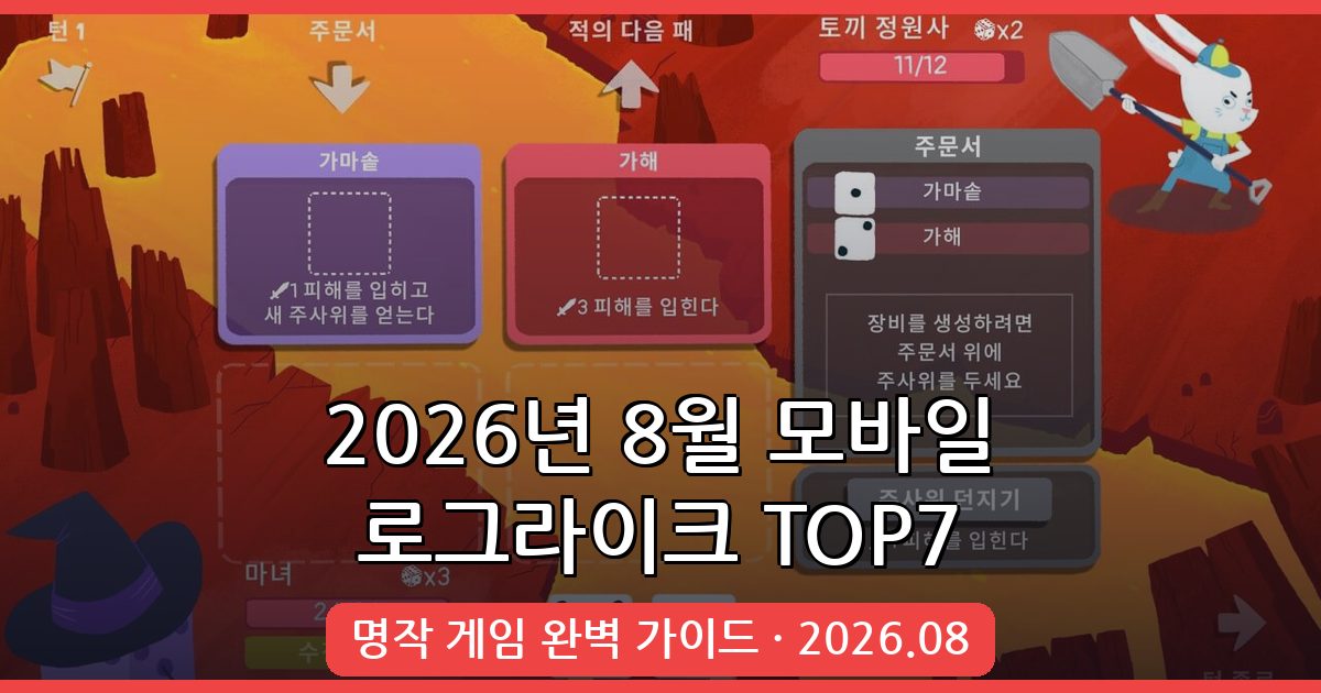2026년 8월 최신 모바일 로그라이크 게임 추천 TOP 7 완벽 가이드