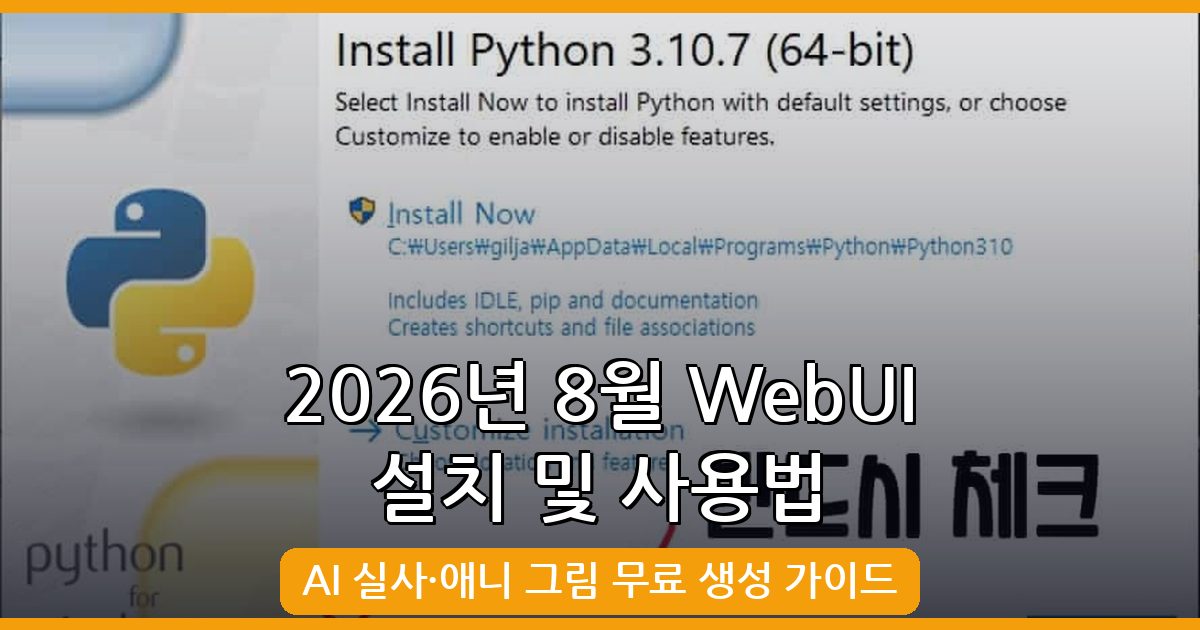 2026년 8월 최신 WebUI 사용법 및 무료 설치 가이드 (AI 실사·애니 그림 완벽 정리)