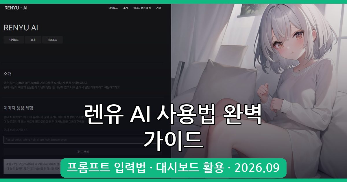 2026년 9월 렌유 AI 완벽 사용법 및 프롬프트 명령어 총정리