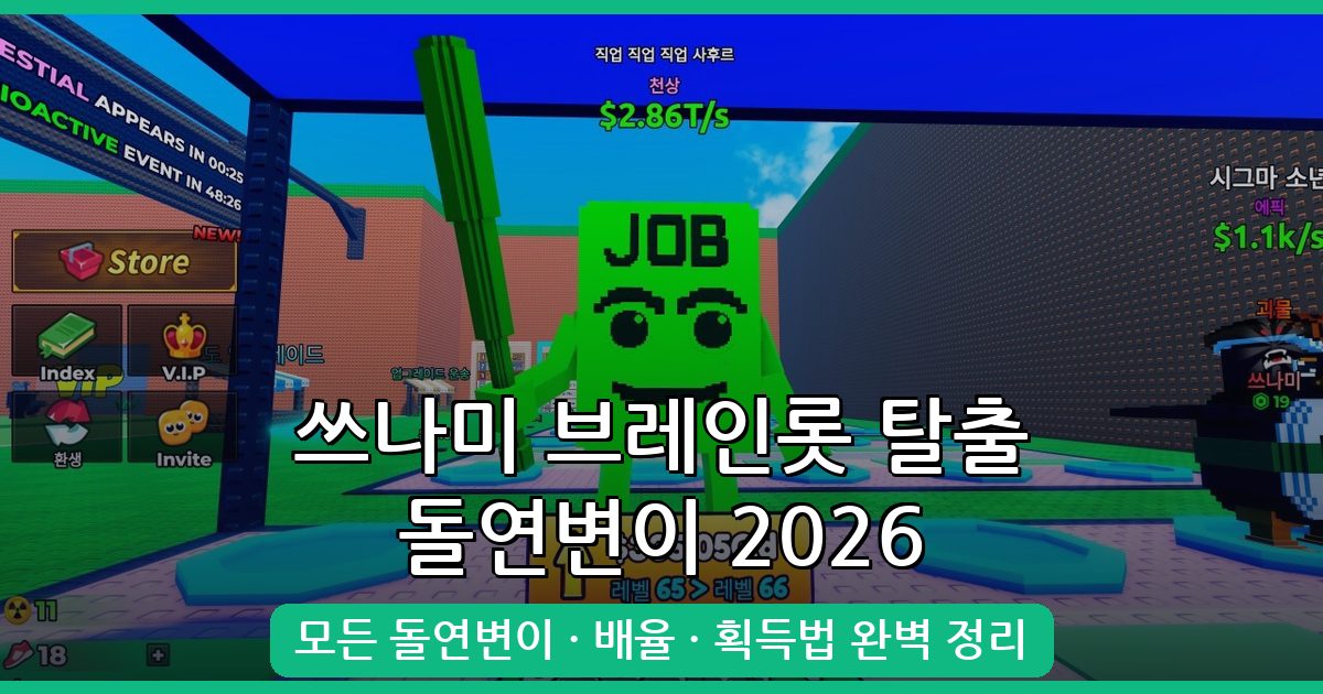 쓰나미 브레인롯 탈출 2026년 9월 최신 돌연변이 완벽 목록 및 공략