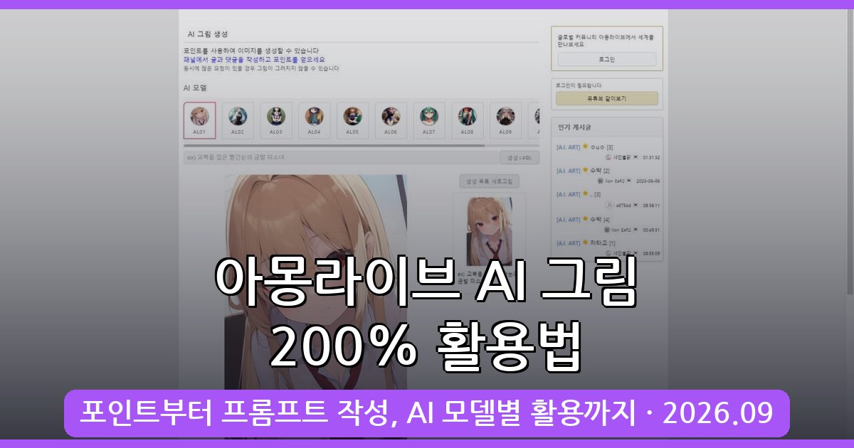 2026년 9월 최신 아몽라이브 AI 그림 사용법 완벽 가이드