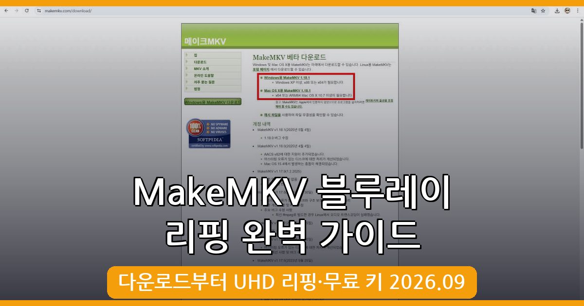 MakeMKV 다운로드 및 사용법 완벽 가이드 2026년 9월 최신
