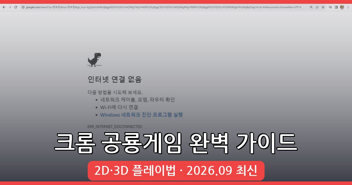 2026년 9월 최신 크롬 공룡게임 플레이 방법 및 3D 버전 완벽 가이드