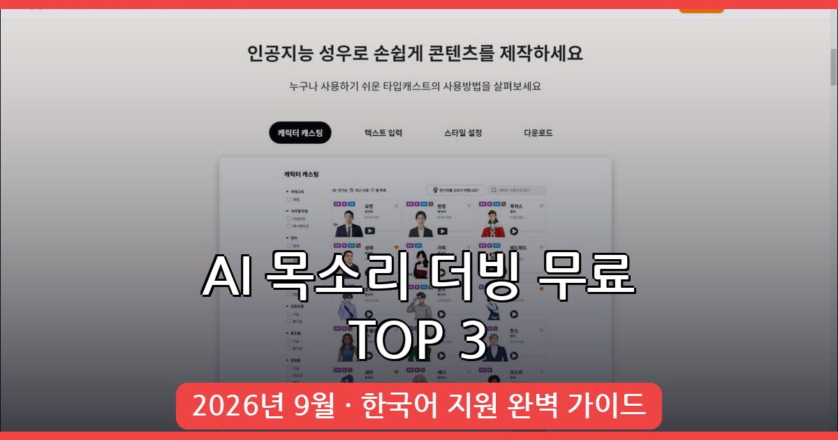 2026년 9월 최신 AI 목소리 더빙 사이트 무료 TOP 3 완벽 가이드