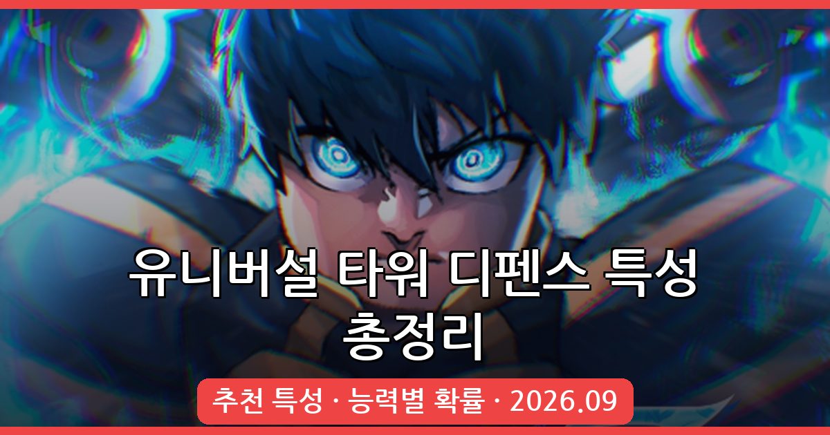 2026년 9월 유니버설 타워 디펜스 특성 완벽 가이드: 모든 능력과 추천 특성 총정리