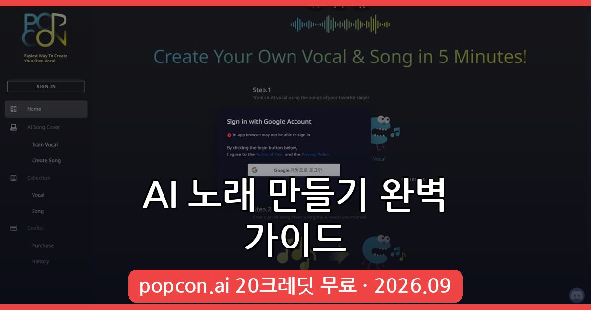 2026년 9월 최신 AI 노래 만들기 완벽 가이드 - popcon.ai 활용법 총정리