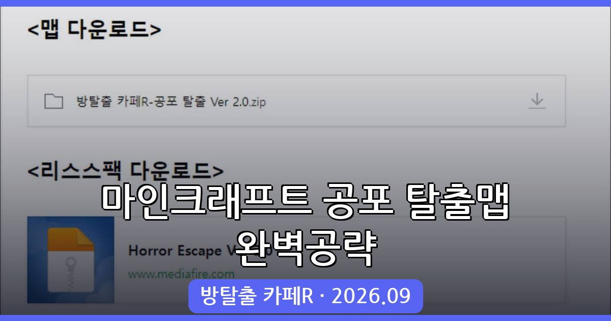 마인크래프트 1.17.1 멀티 공포 탈출맵 방탈출 카페R 완벽 공략 2026년 9월