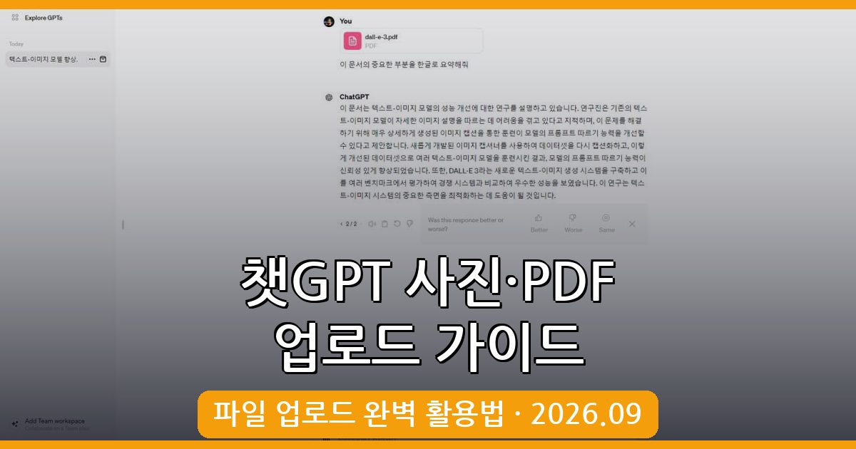 2026년 9월 챗GPT 사진 및 PDF 문서 파일 업로드 완벽 가이드