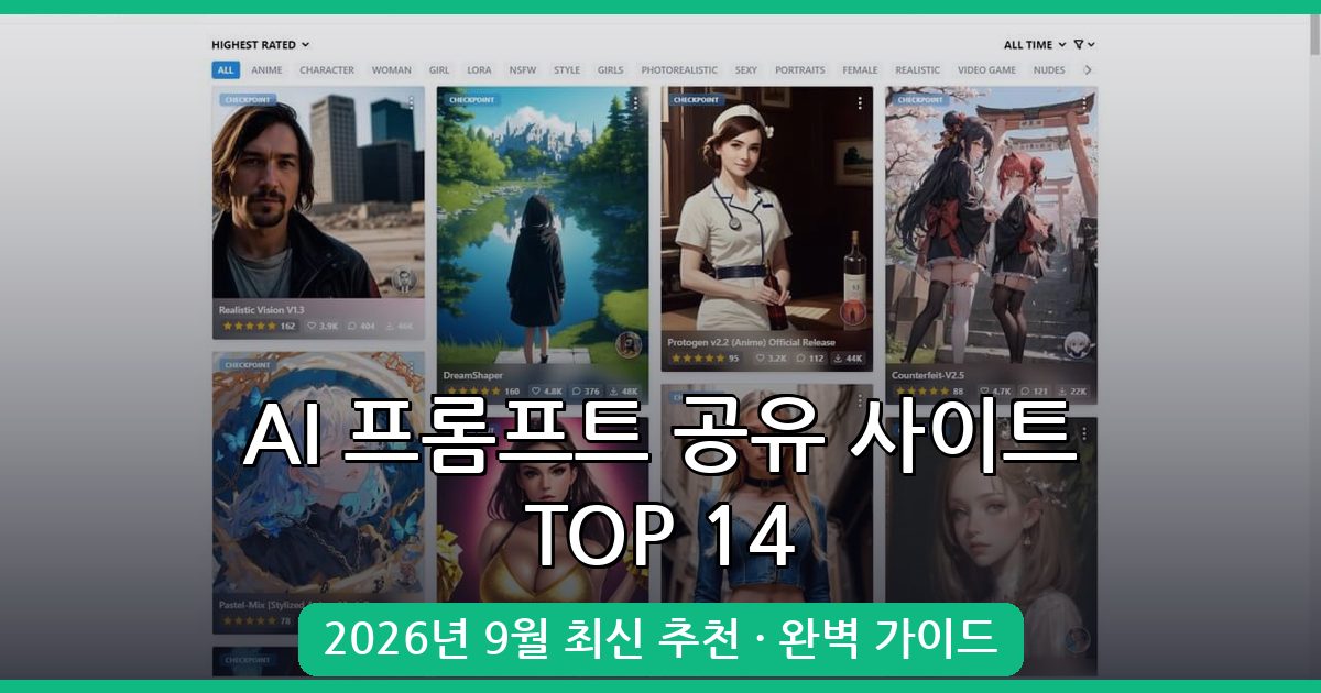 2026년 9월 최신 AI 프롬프트 공유 사이트 추천 TOP 14 완벽 가이드