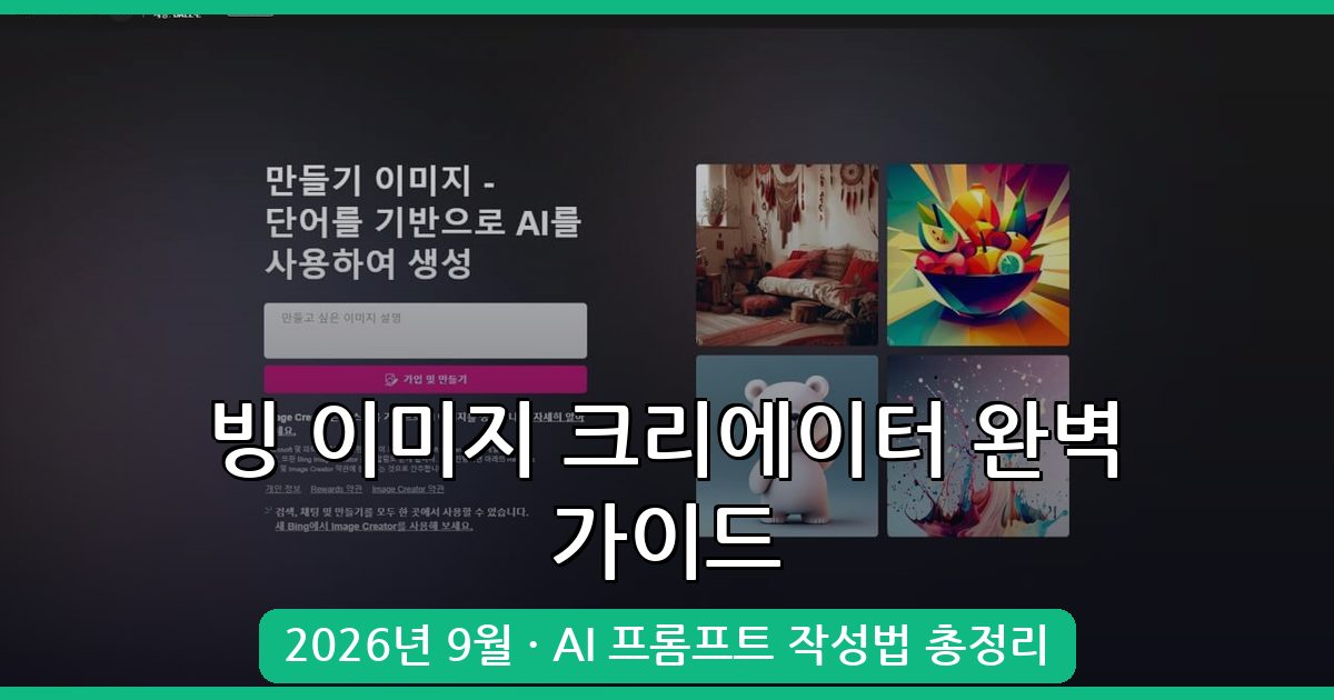 2026년 9월 최신 빙 이미지 크리에이터 사용법 및 AI 프롬프트 완벽 가이드