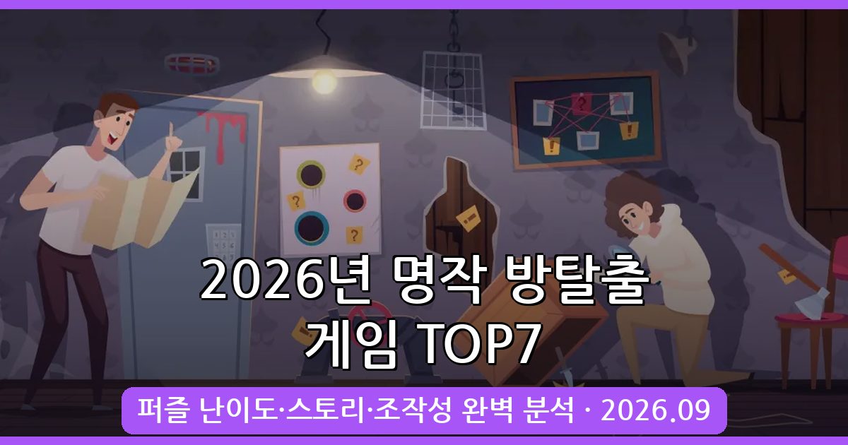 2026년 9월 최신 명작 방탈출 게임 TOP 7 총정리