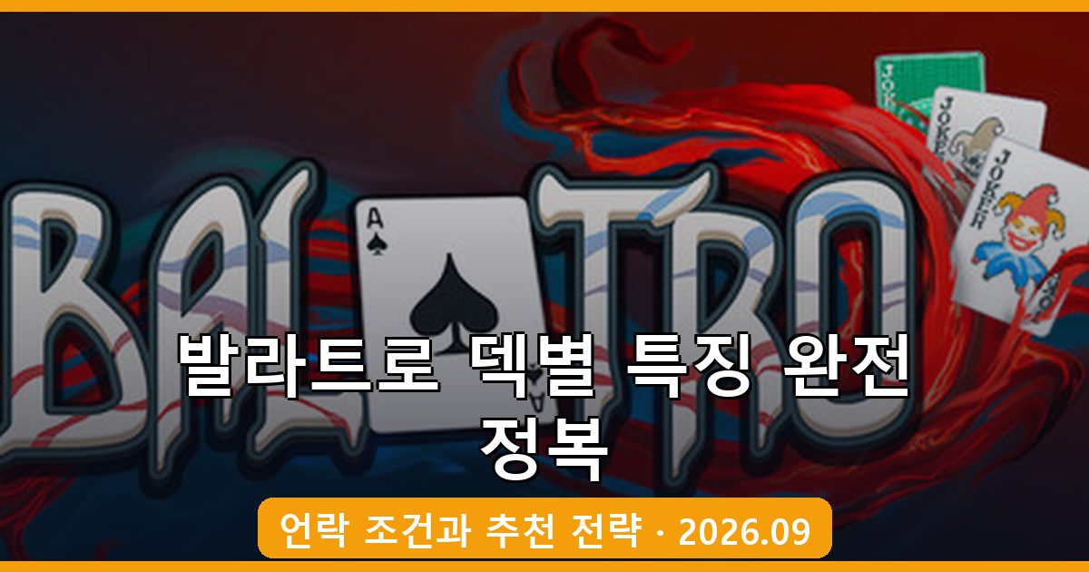 2026년 9월 발라트로 덱별 특징과 언락 조건 완벽 가이드