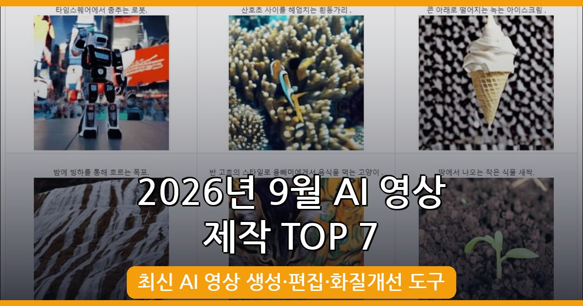2026년 9월 최신 AI 영상 제작 사이트 & 프로그램 TOP 7 완벽 가이드