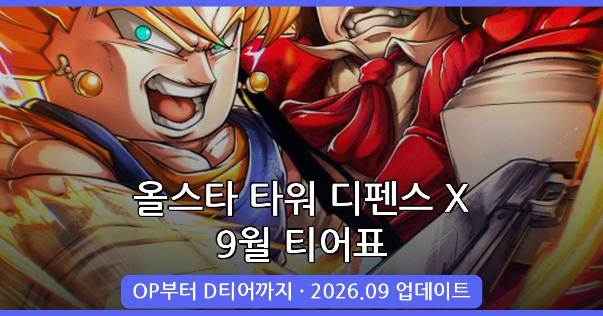 로블록스 올스타 타워 디펜스 X 2026년 9월 최신 티어표 완벽 공략