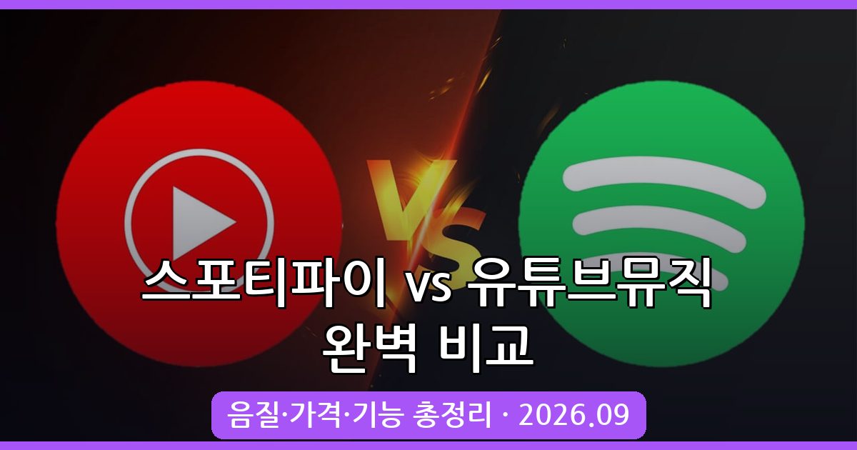 2026년 9월 최신 스포티파이 vs 유튜브뮤직 비교 완벽 가이드