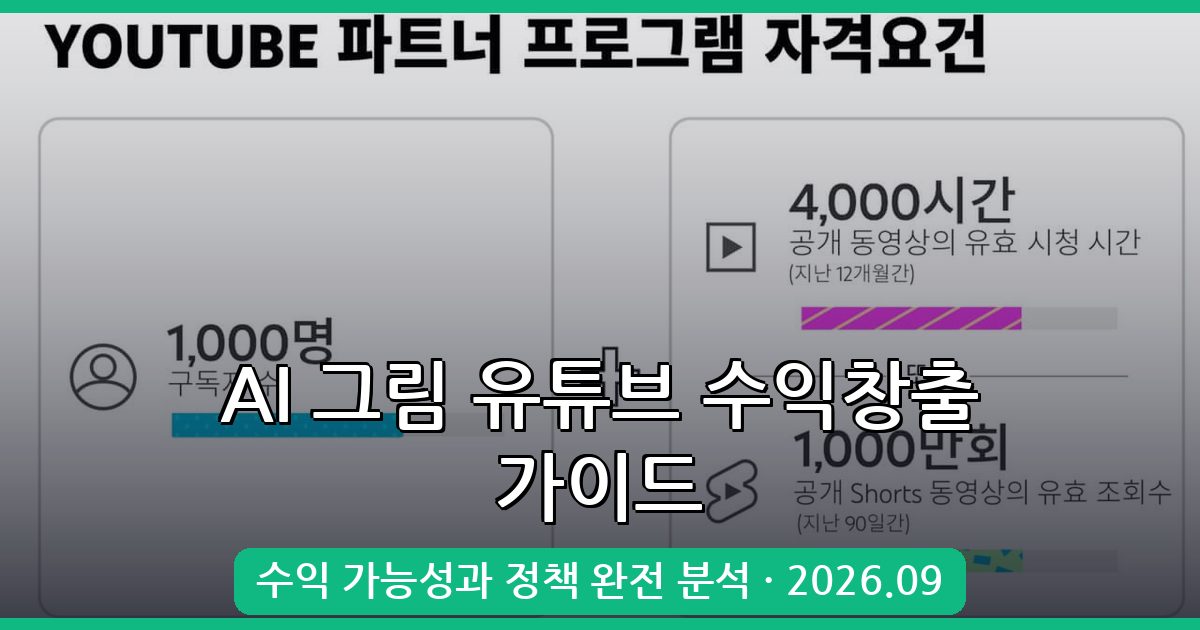 2026년 9월 AI 그림 유튜브 수익창출 완벽 가이드: 실제 가능성과 성공 전략 총정리
