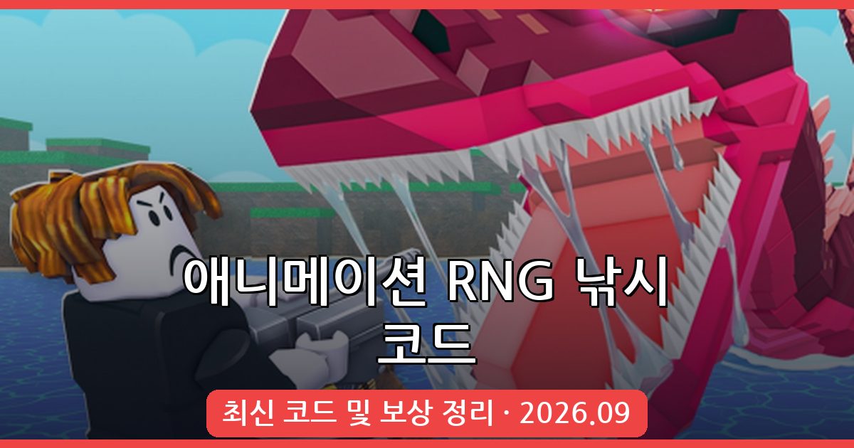애니메이션 RNG 낚시 코드 총정리 (2026년 9월)