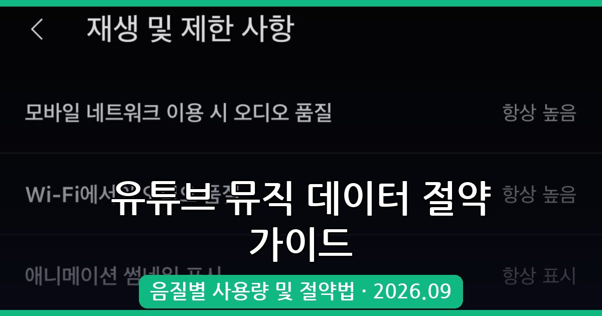2026년 9월 최신 유튜브 뮤직 데이터 사용량 완벽 가이드 및 절약 꿀팁