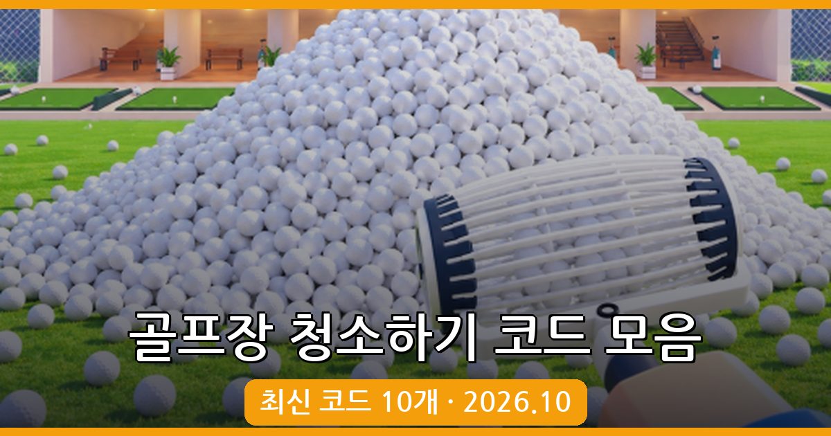 골프장 청소하기 코드 모음 – 2026년 10월 업데이트