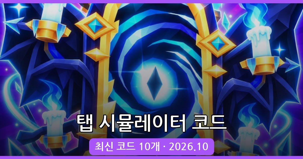 탭 시뮬레이터 코드 총정리 (2026년 10월 업데이트)