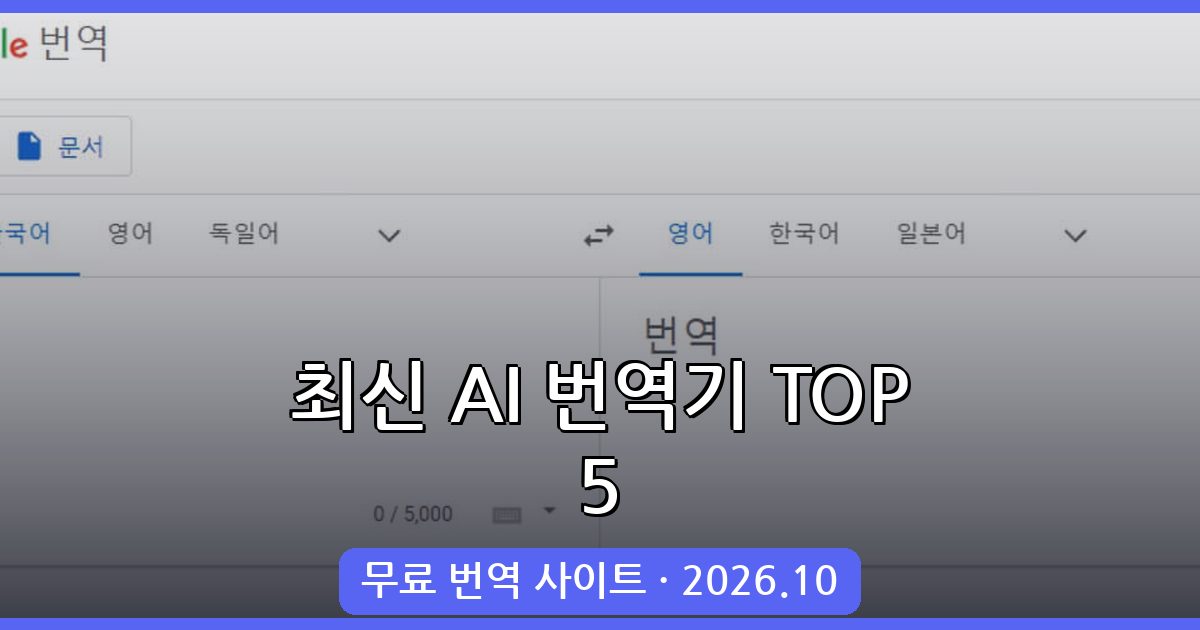 2026년 10월 최신 무료 AI 인공지능 번역 사이트 TOP 5 완벽 가이드