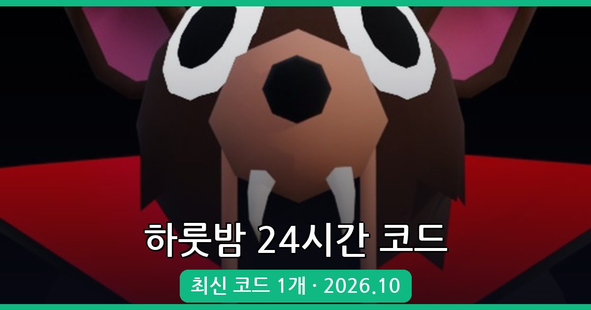 하룻밤 24시간 코드 완벽 정리 (2026년 10월)