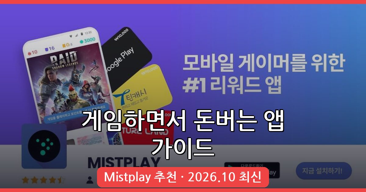 2026년 10월 최신 게임하면서 돈버는 앱 완벽 가이드