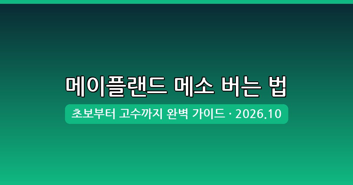 메이플랜드 2026년 10월 최신 메소 버는 법과 재테크 완벽 가이드