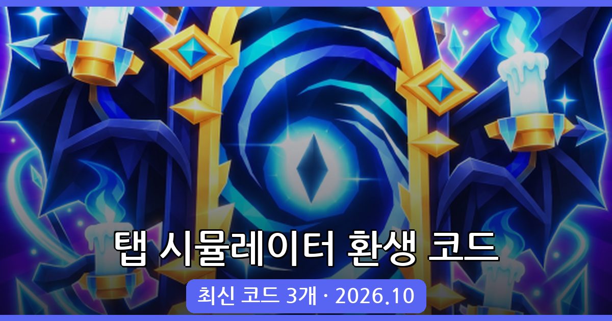 탭 시뮬레이터 환생 최신 코드 정리 (2026년 10월)