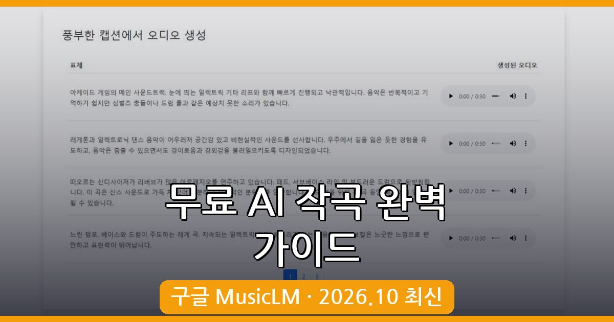 2026년 10월 최신 무료 AI 작곡 사이트 완벽 가이드 – 구글 MusicLM 자세히 살펴보기
